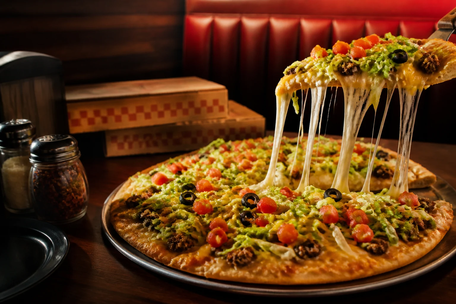 Taco Pizza Manny's dengan keju meleleh